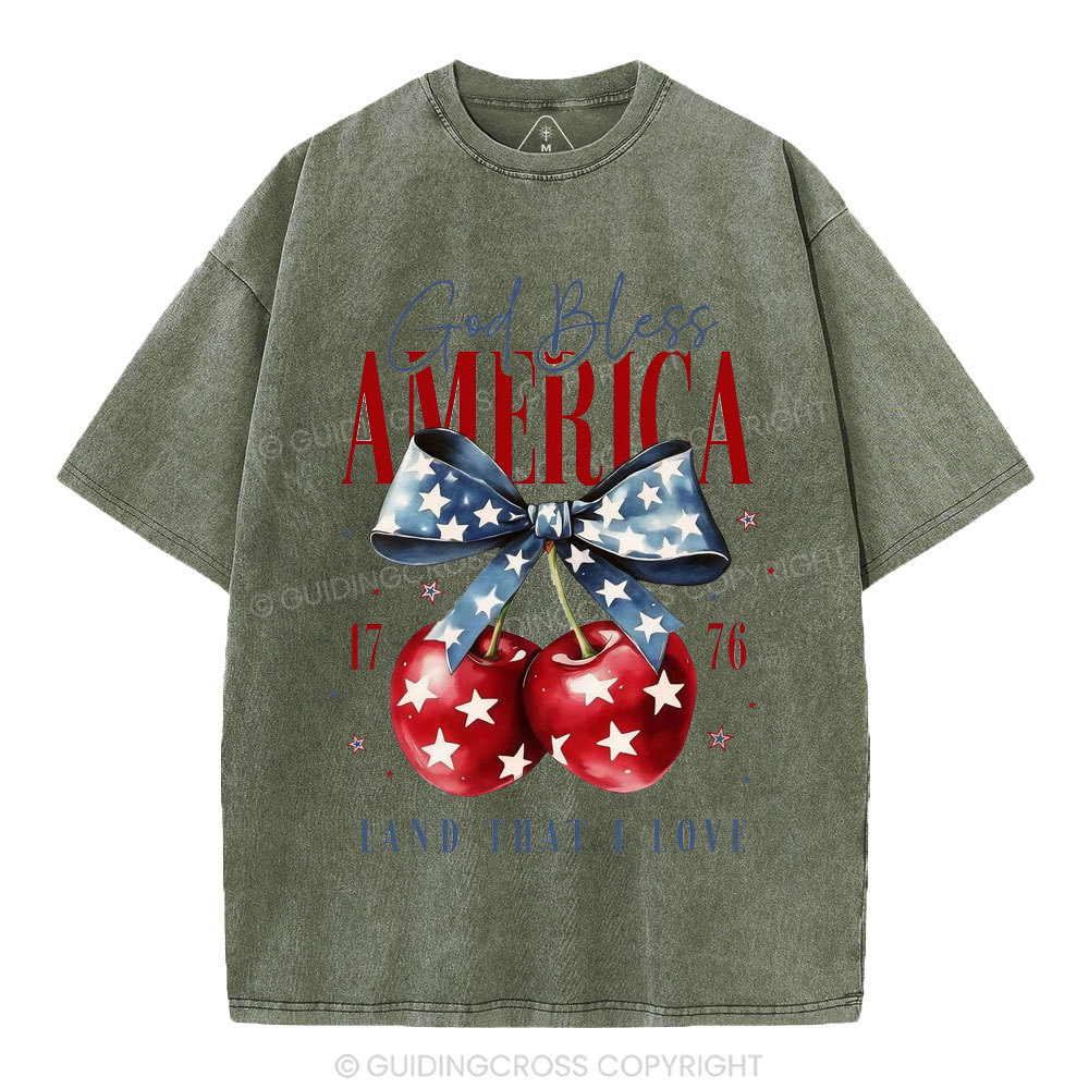 God Bless America Land That I Love Christian Washed T-Shirt