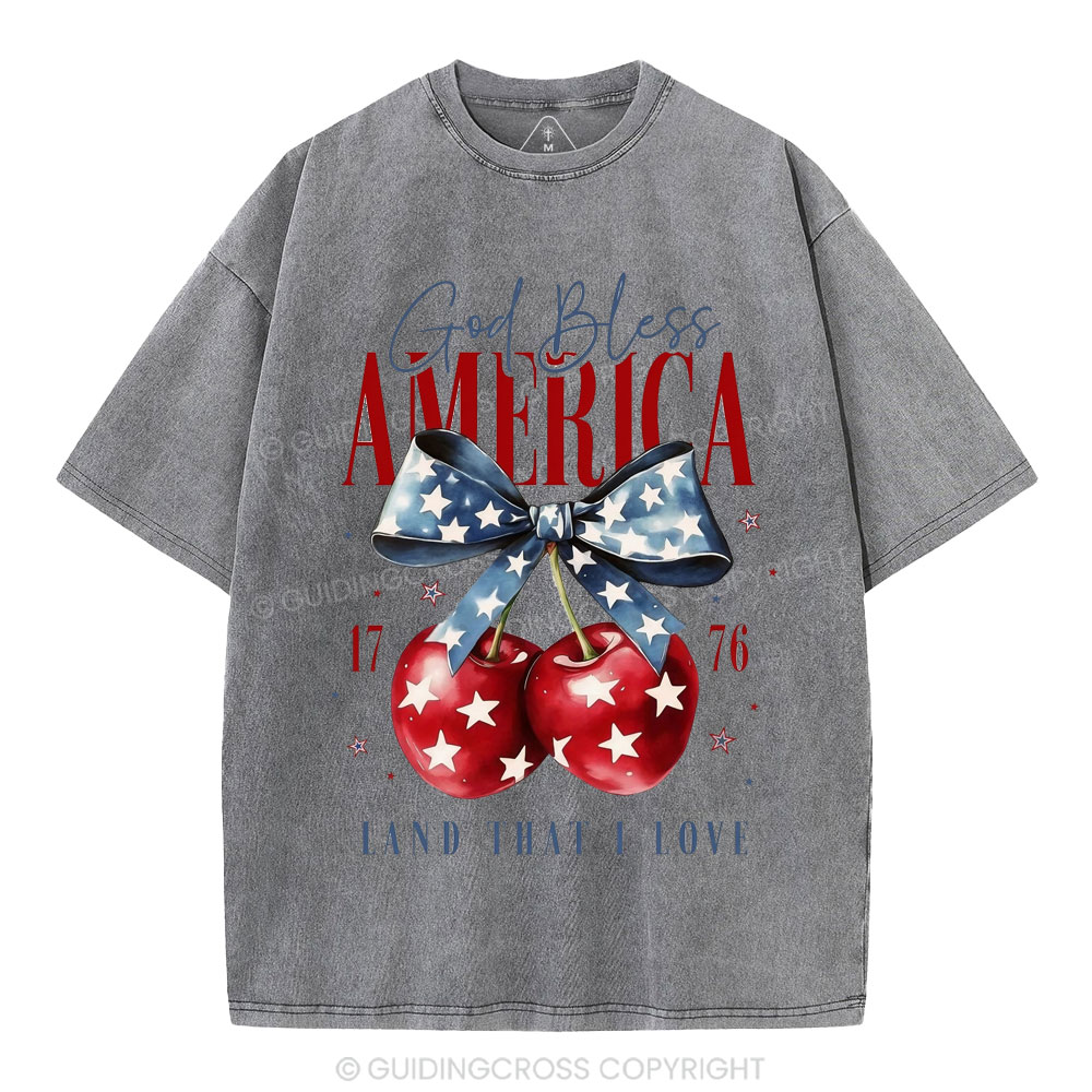 God Bless America Land That I Love Christian Washed T-Shirt