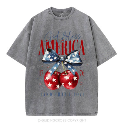 God Bless America Land That I Love Christian Washed T-Shirt