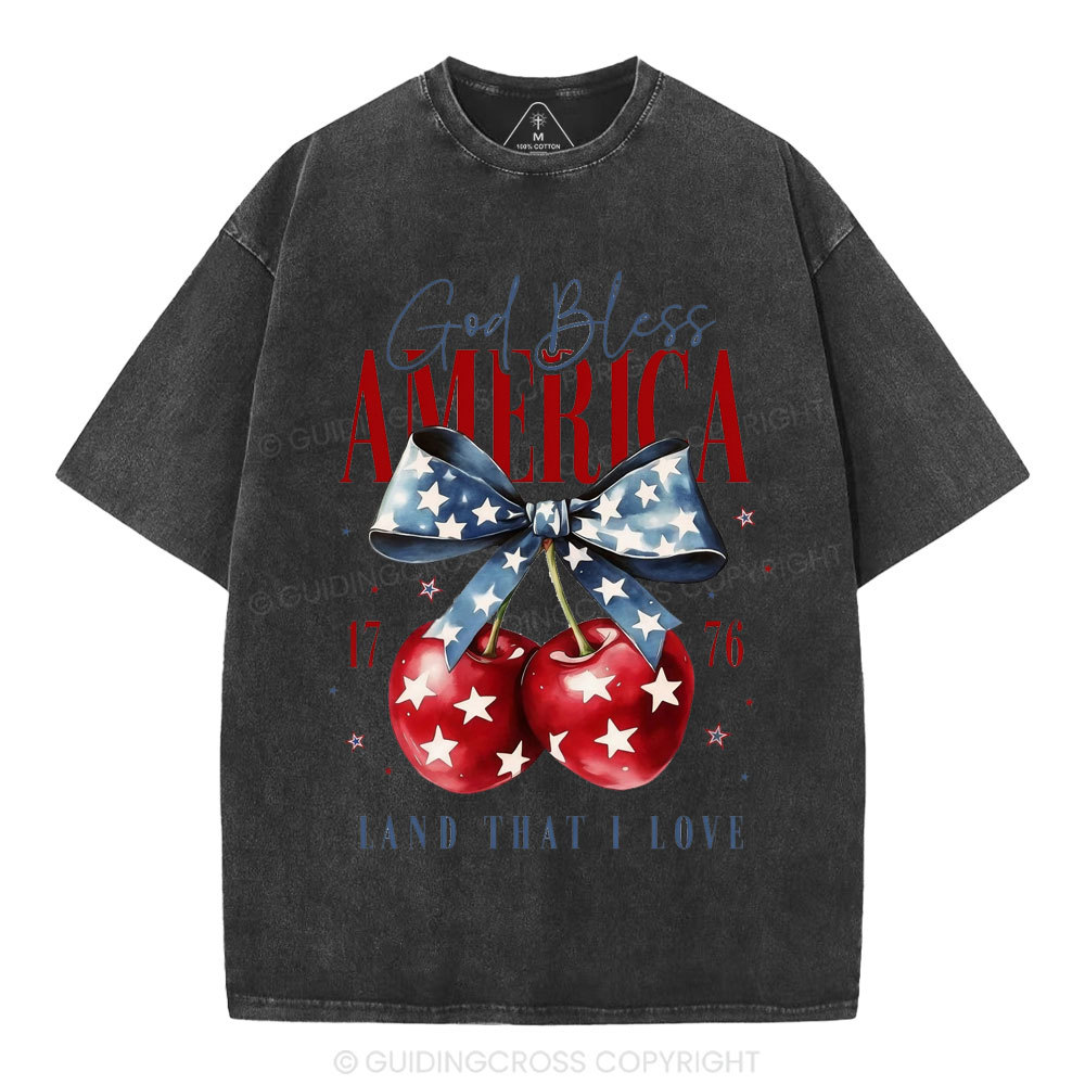 God Bless America Land That I Love Christian Washed T-Shirt