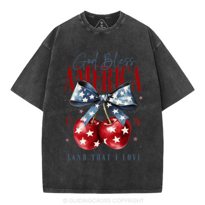 God Bless America Land That I Love Christian Washed T-Shirt
