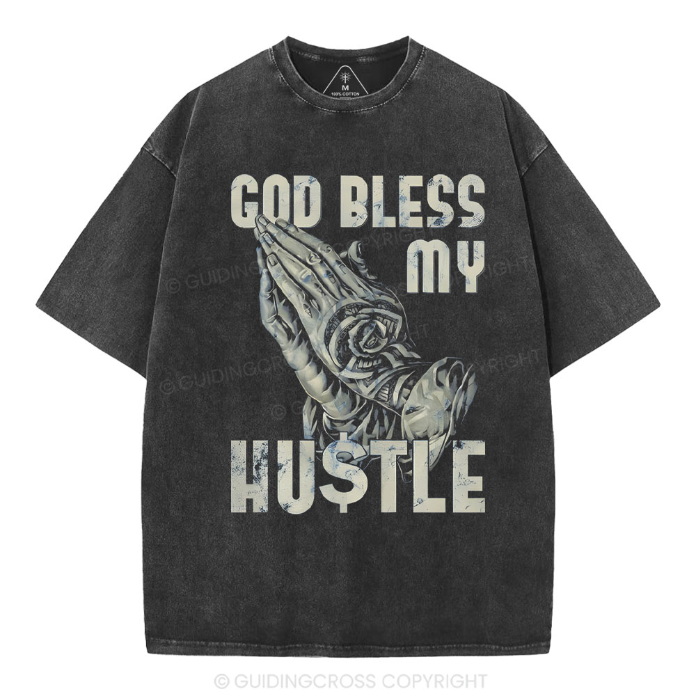God Bless My Hustle Christian Washed T-Shirt