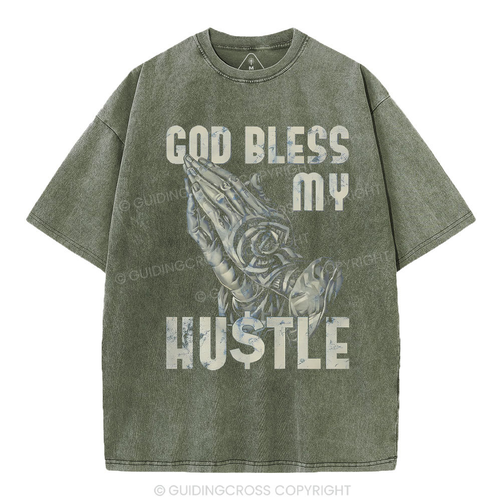 God Bless My Hustle Christian Washed T-Shirt