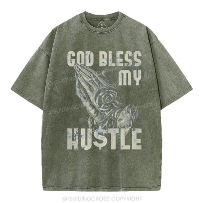 God Bless My Hustle Christian Washed T-Shirt