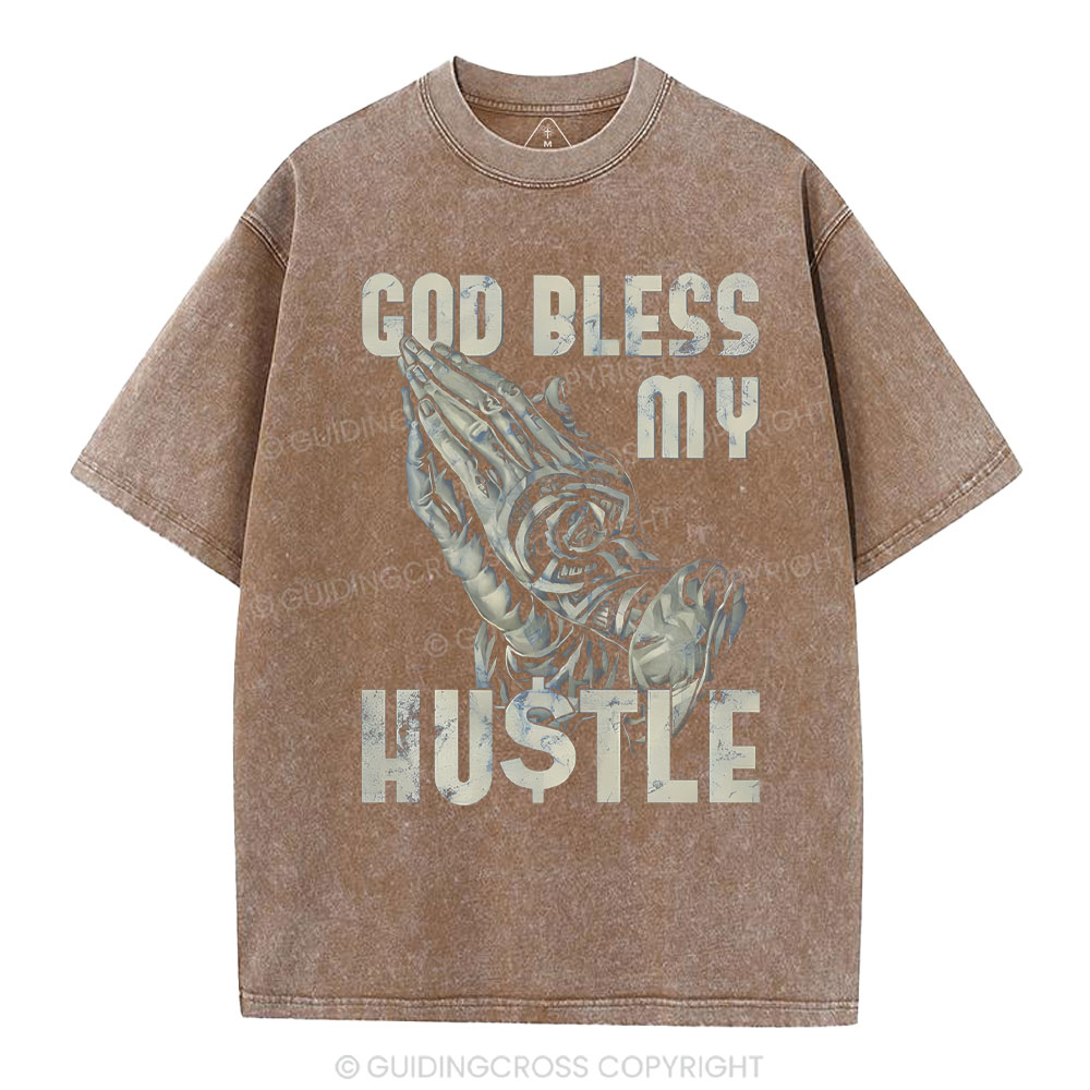 God Bless My Hustle Christian Washed T-Shirt
