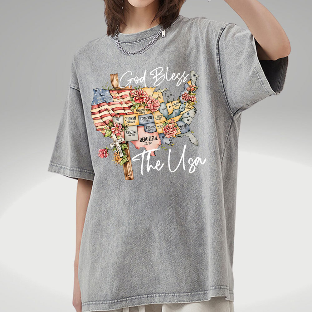 God Bless The USA Christian Washed T-Shirt