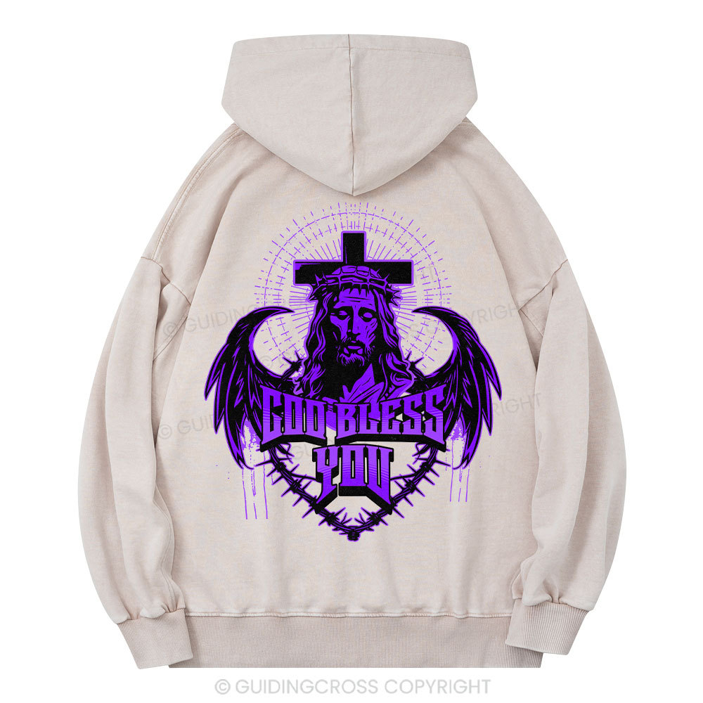 God Bless You Christian Washed Hoodie