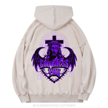 God Bless You Christian Washed Hoodie