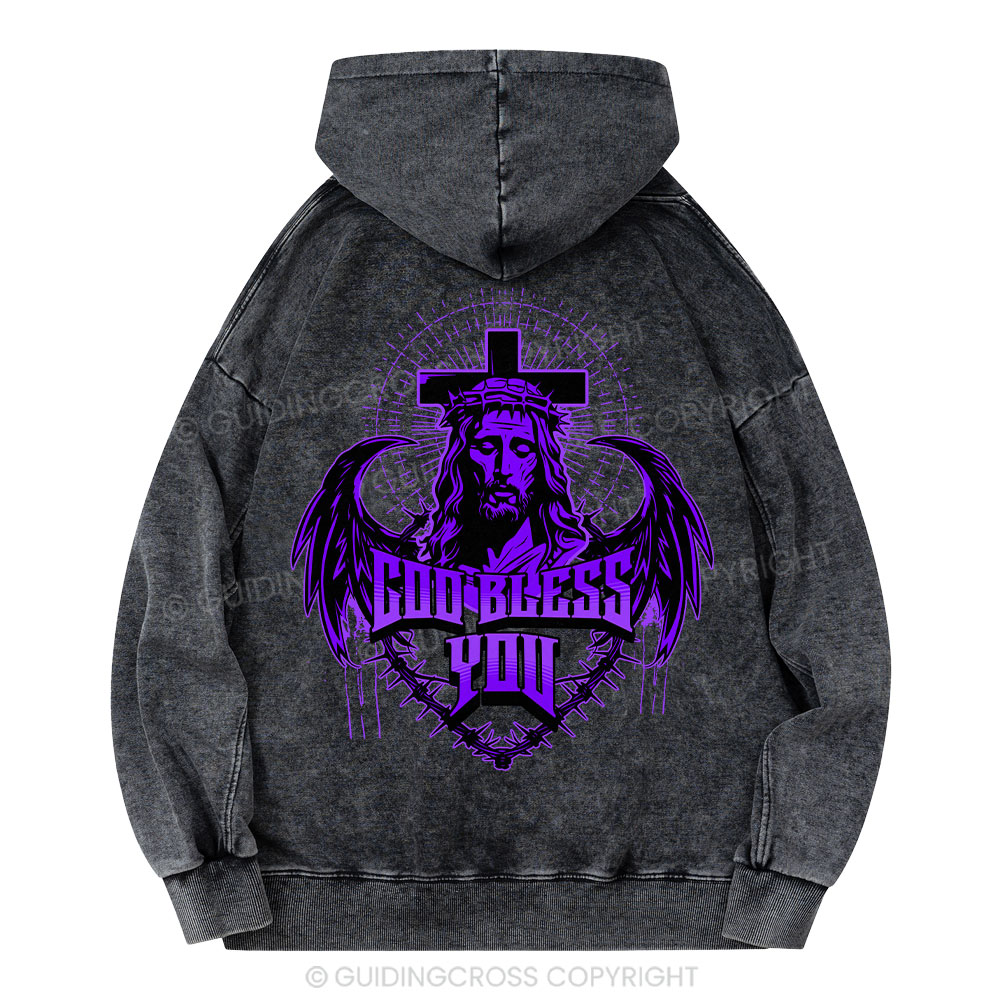God Bless You Christian Washed Hoodie