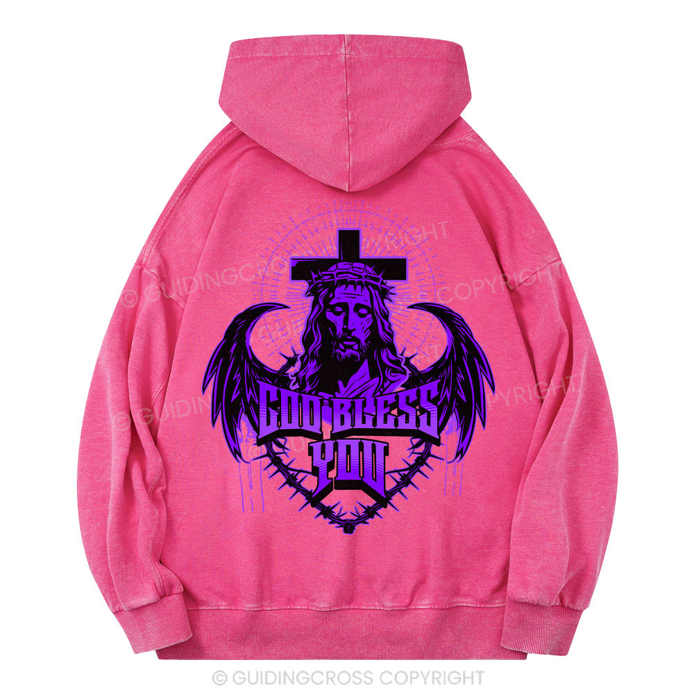 God Bless You Christian Washed Hoodie
