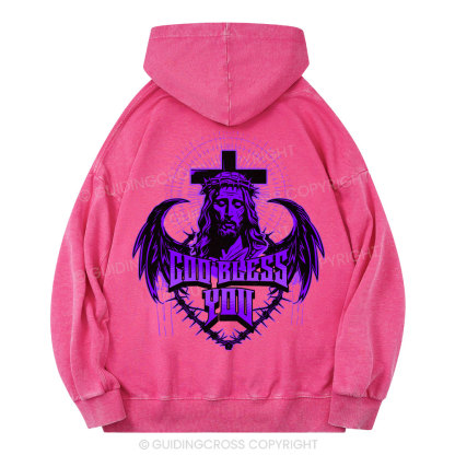 God Bless You Christian Washed Hoodie