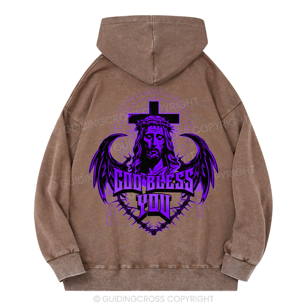 God Bless You Christian Washed Hoodie