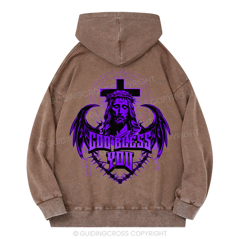 God Bless You Christian Washed Hoodie