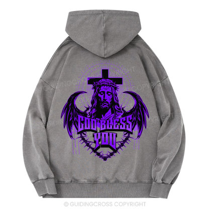 God Bless You Christian Washed Hoodie