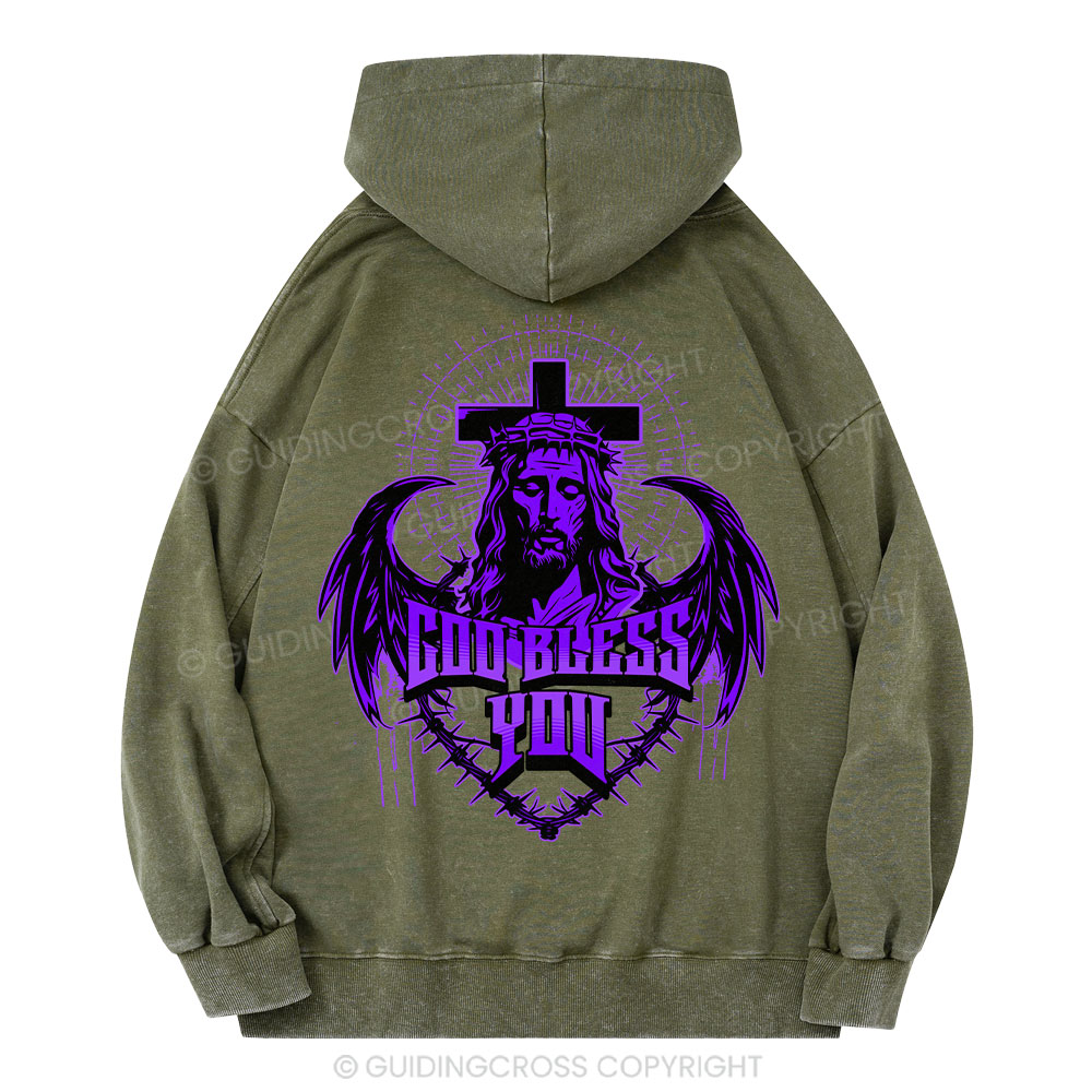 God Bless You Christian Washed Hoodie