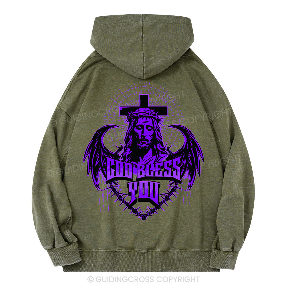 God Bless You Christian Washed Hoodie