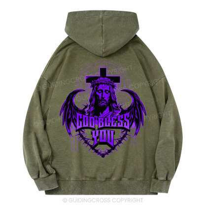 God Bless You Christian Washed Hoodie