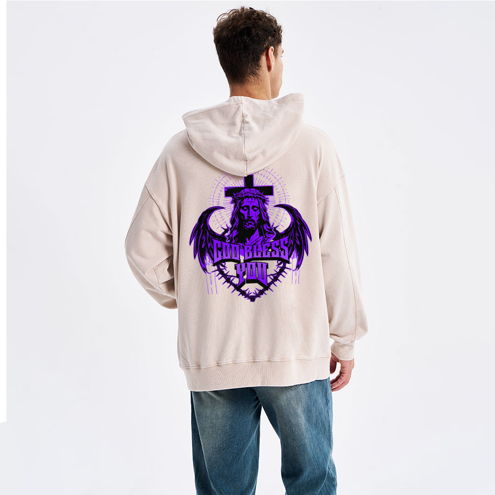 God Bless You Christian Washed Hoodie