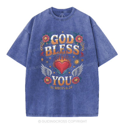 God Bless You Christian Washed T-Shirt