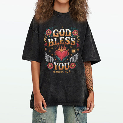 God Bless You Christian Washed T-Shirt