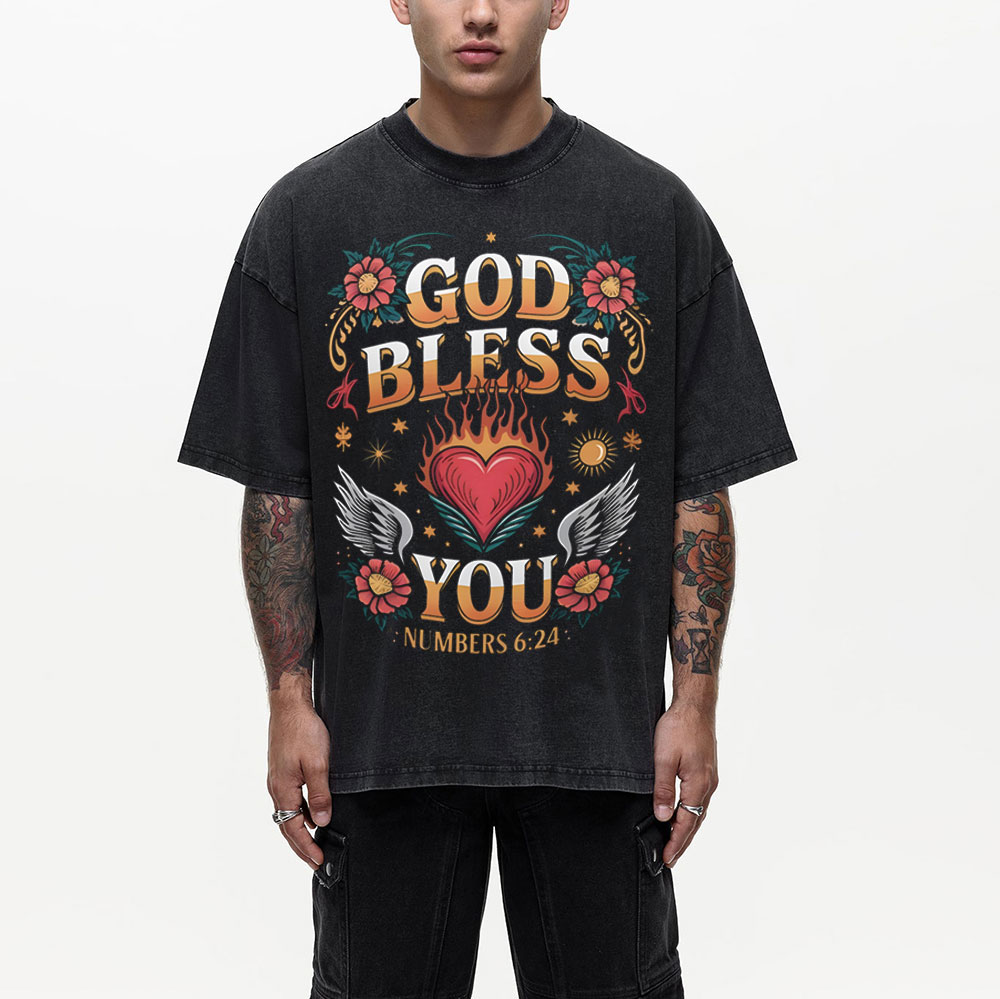 God Bless You Christian Washed T-Shirt