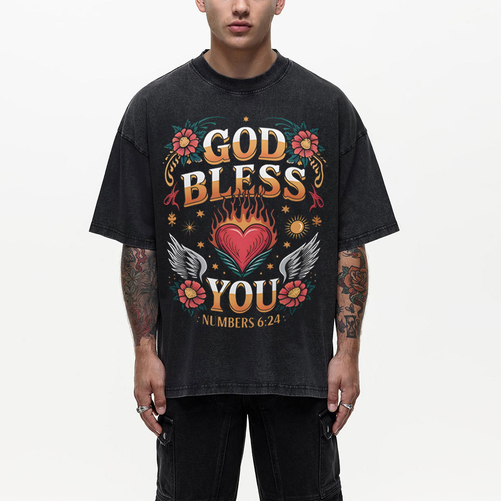 God Bless You Christian Washed T-Shirt