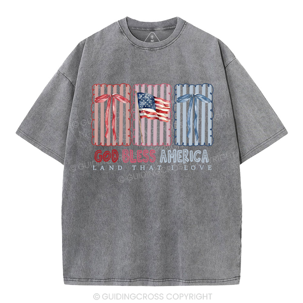 God Blessed America Chrirstian Washed T-Shirt