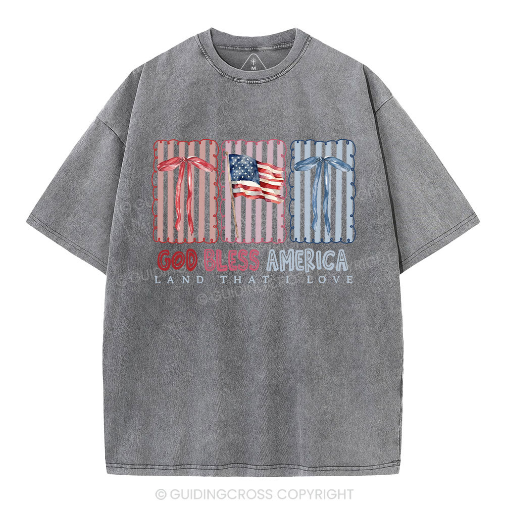 God Blessed America Chrirstian Washed T-Shirt