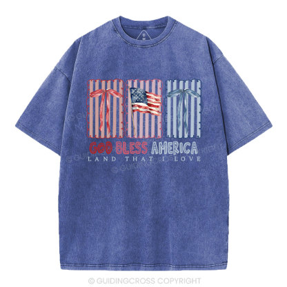 God Blessed America Chrirstian Washed T-Shirt