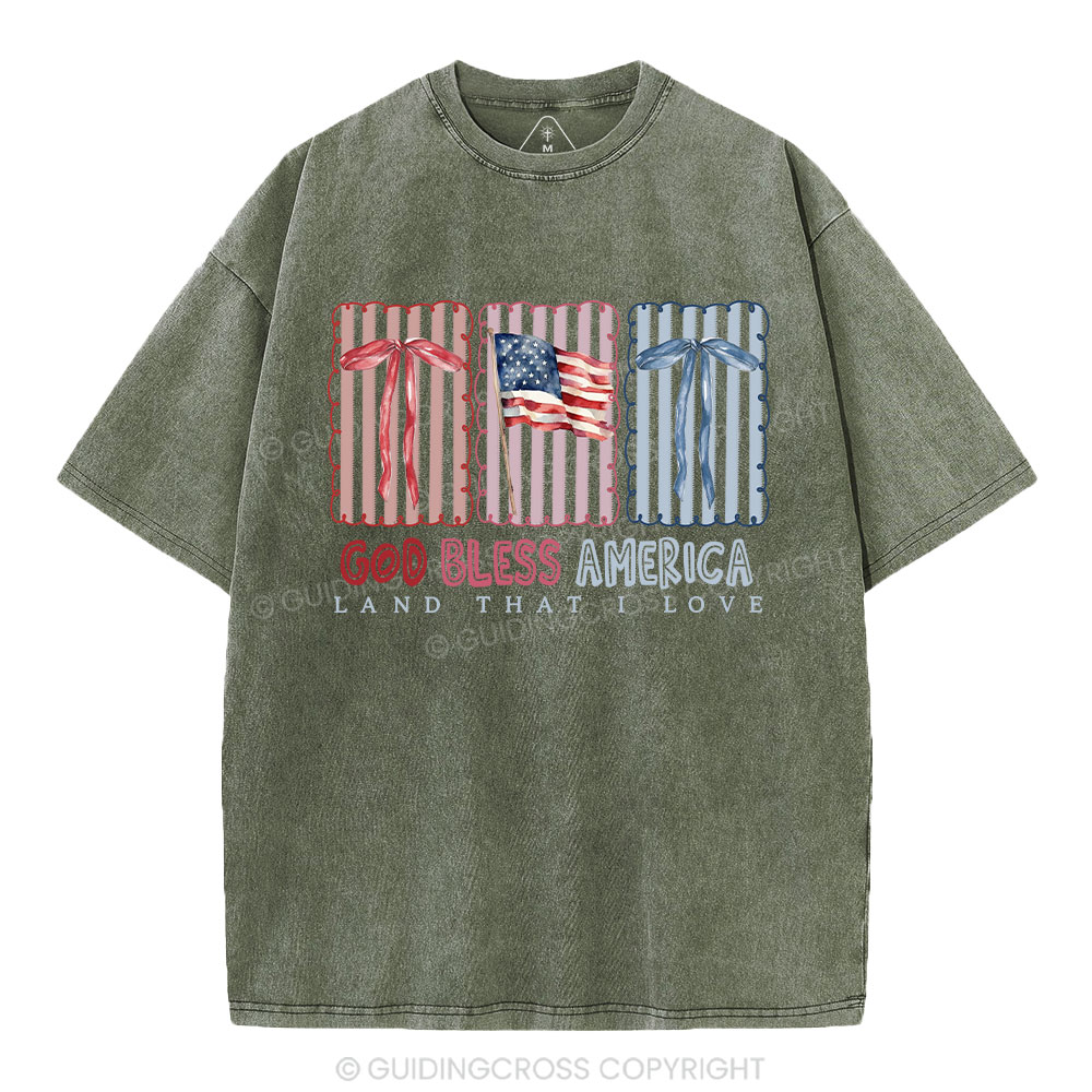 God Blessed America Chrirstian Washed T-Shirt