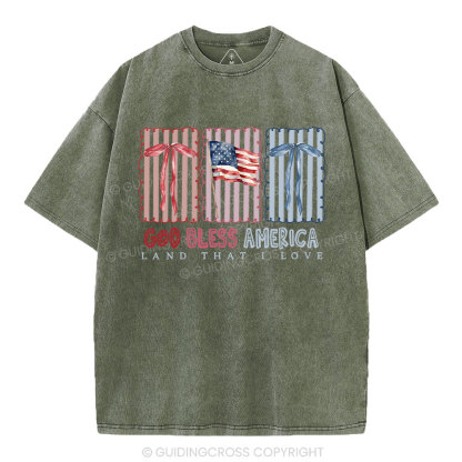 God Blessed America Chrirstian Washed T-Shirt
