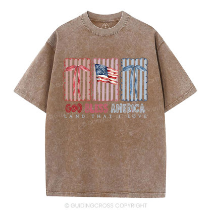 God Blessed America Chrirstian Washed T-Shirt
