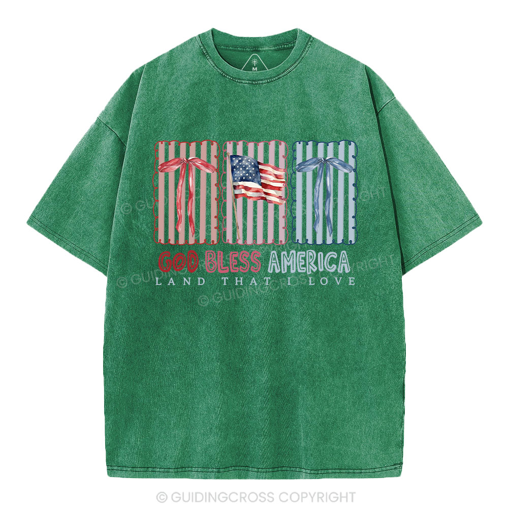 God Blessed America Chrirstian Washed T-Shirt