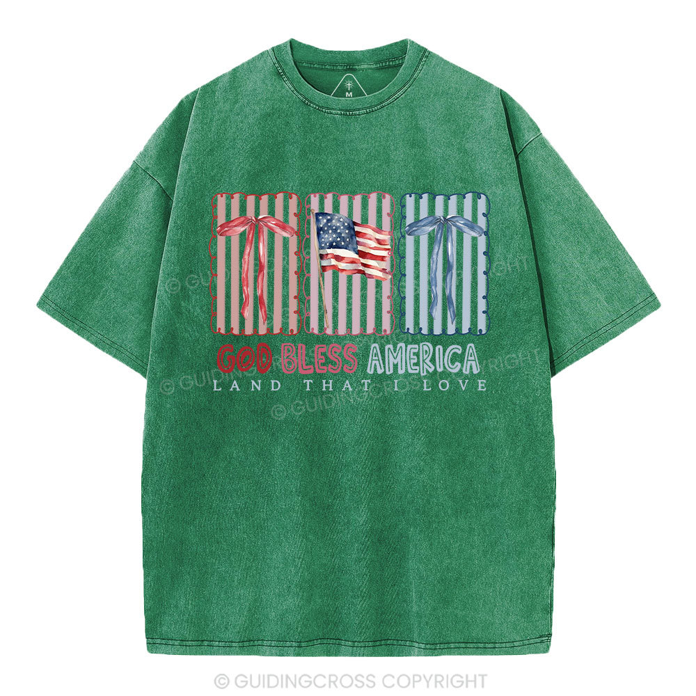 God Blessed America Chrirstian Washed T-Shirt