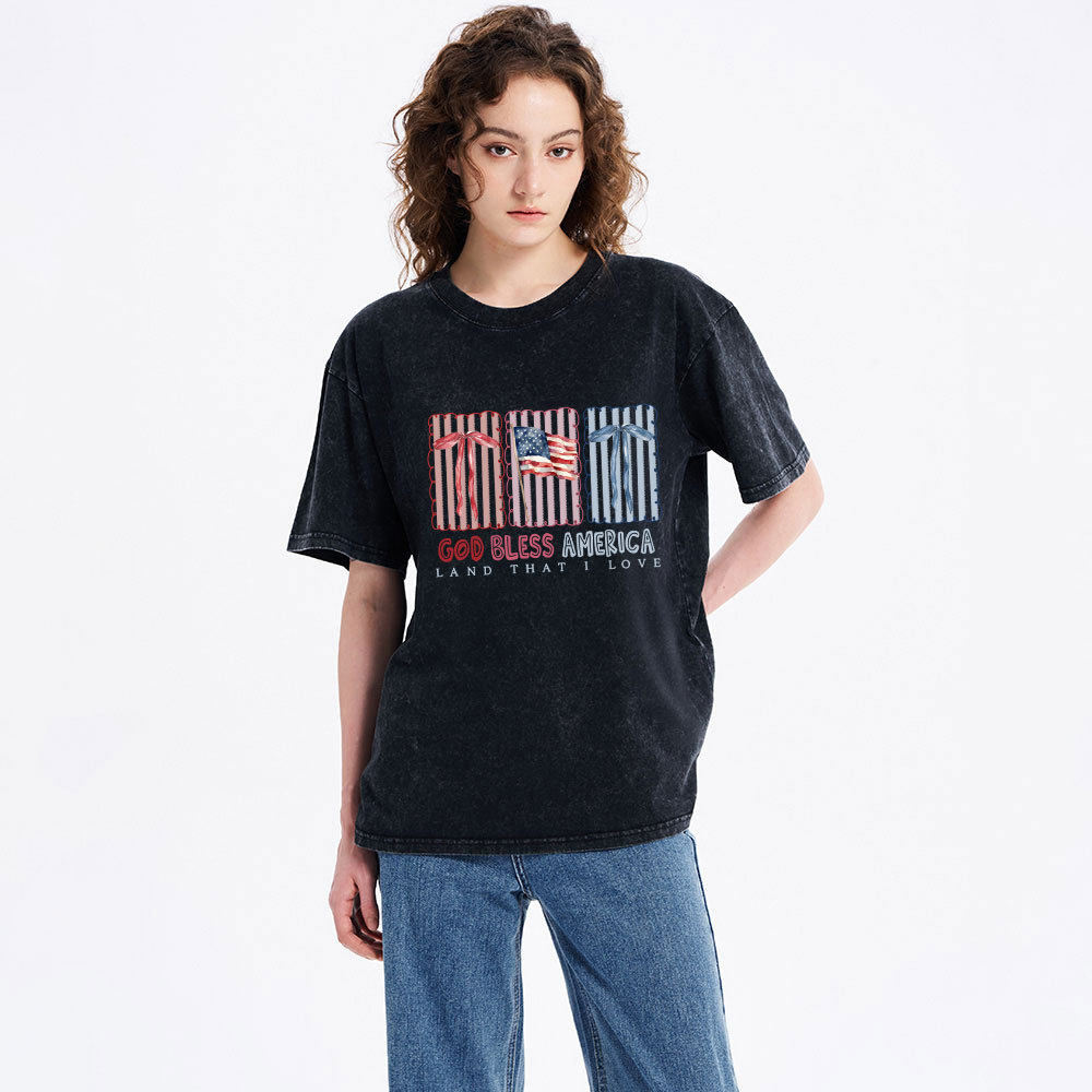 God Blessed America Chrirstian Washed T-Shirt