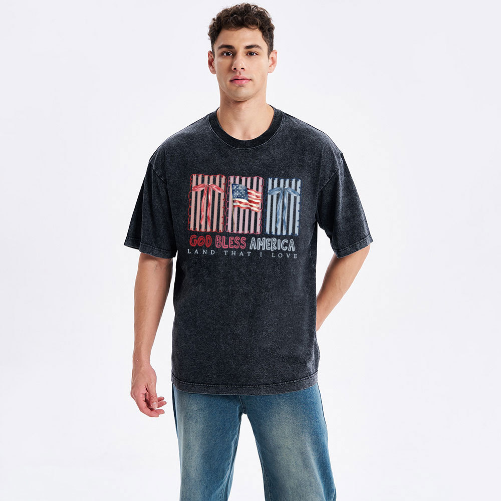 God Blessed America Chrirstian Washed T-Shirt