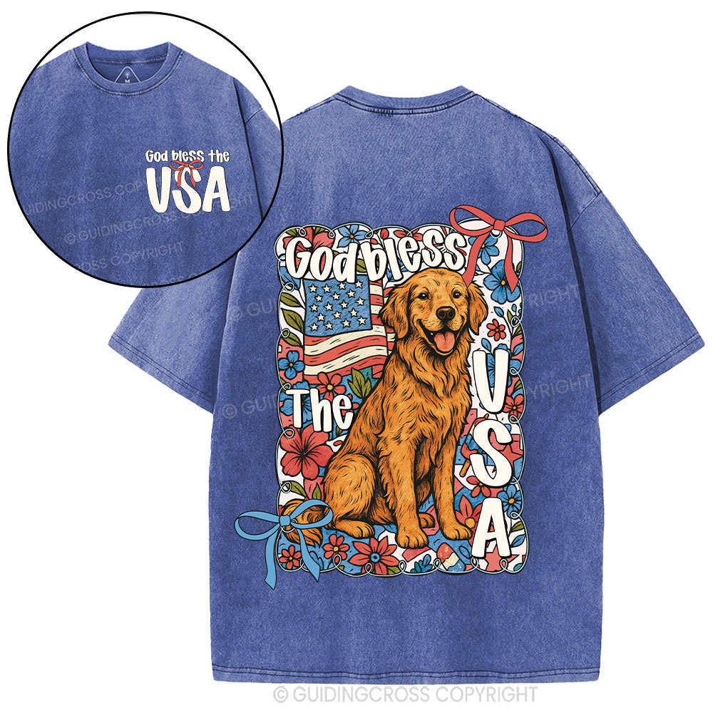 God Blessed The USA Christian Washed T-Shirt