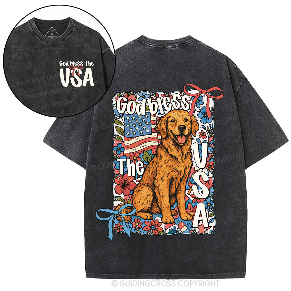 God Blessed The USA Christian Washed T-Shirt