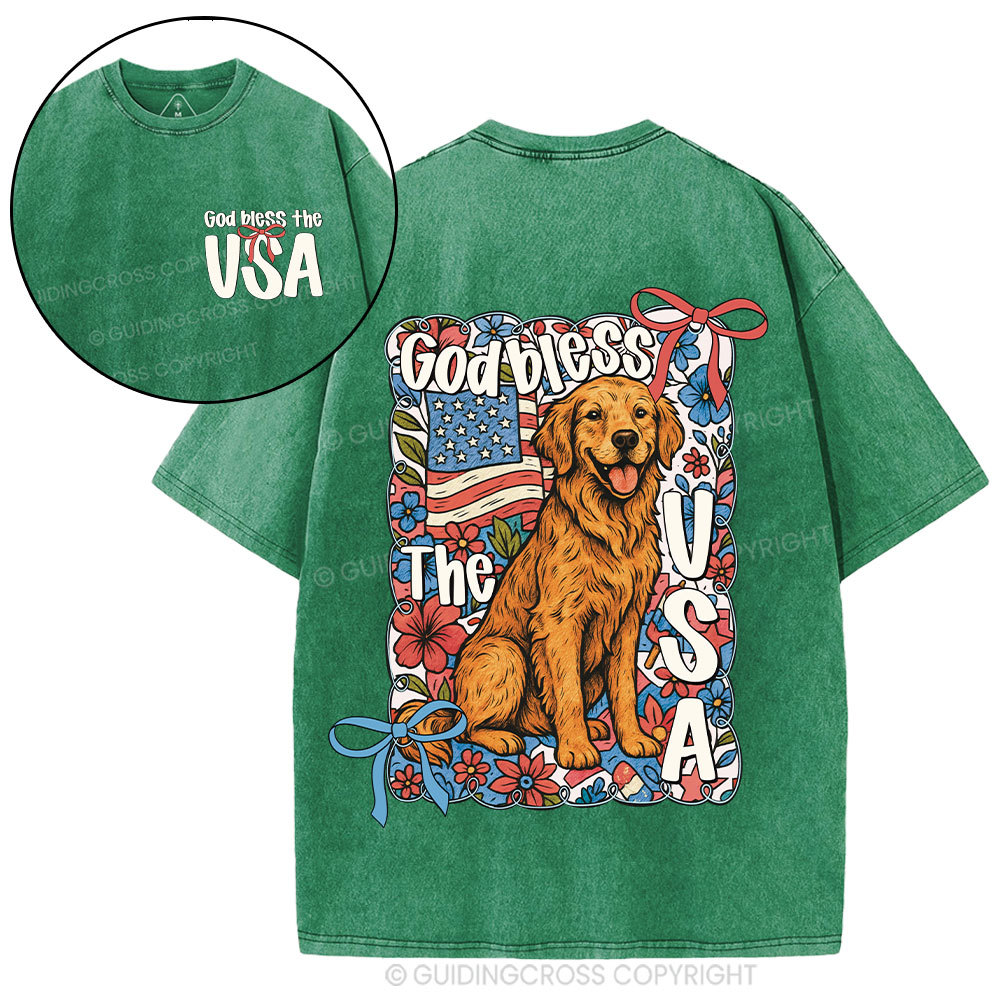 God Blessed The USA Christian Washed T-Shirt