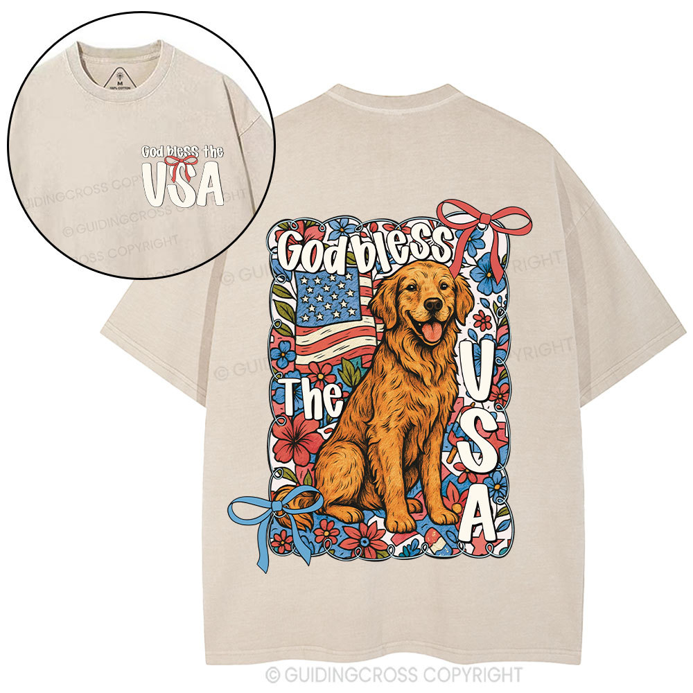 God Blessed The USA Christian Washed T-Shirt