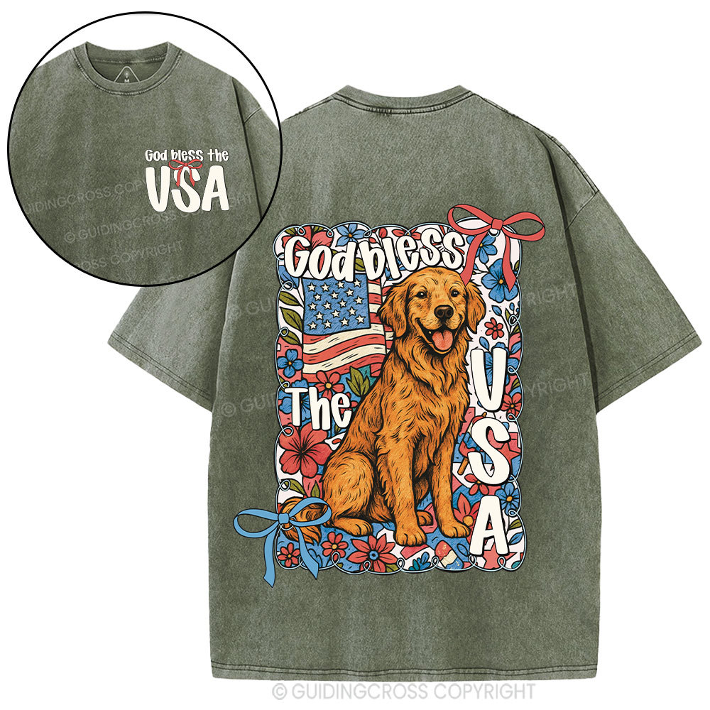 God Blessed The USA Christian Washed T-Shirt