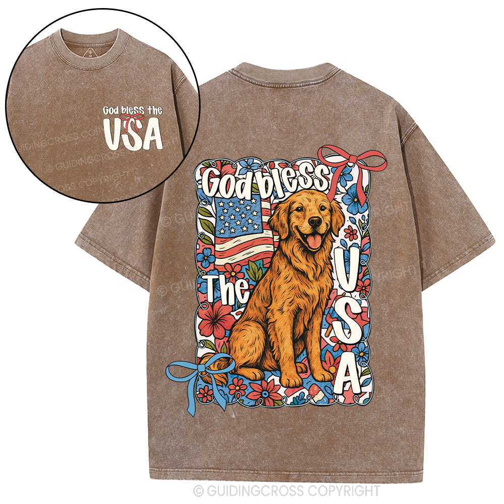 God Blessed The USA Christian Washed T-Shirt