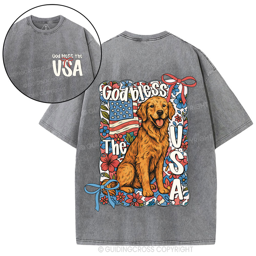 God Blessed The USA Christian Washed T-Shirt