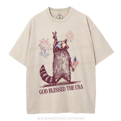 God Blessed The USA Christian Washed T-Shirt
