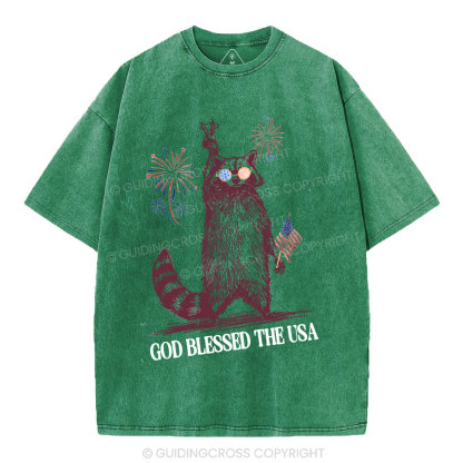 God Blessed The USA Christian Washed T-Shirt