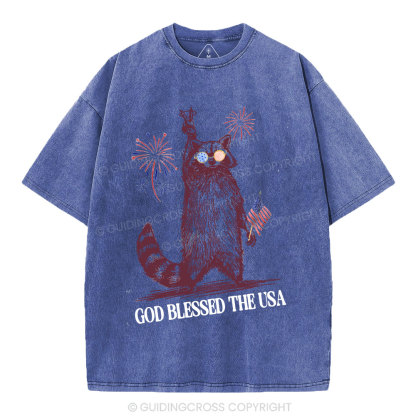God Blessed The USA Christian Washed T-Shirt