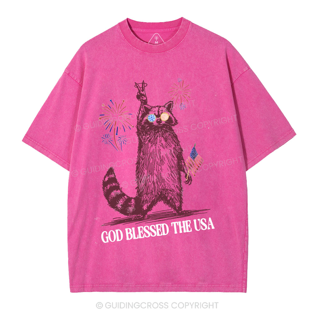God Blessed The USA Christian Washed T-Shirt