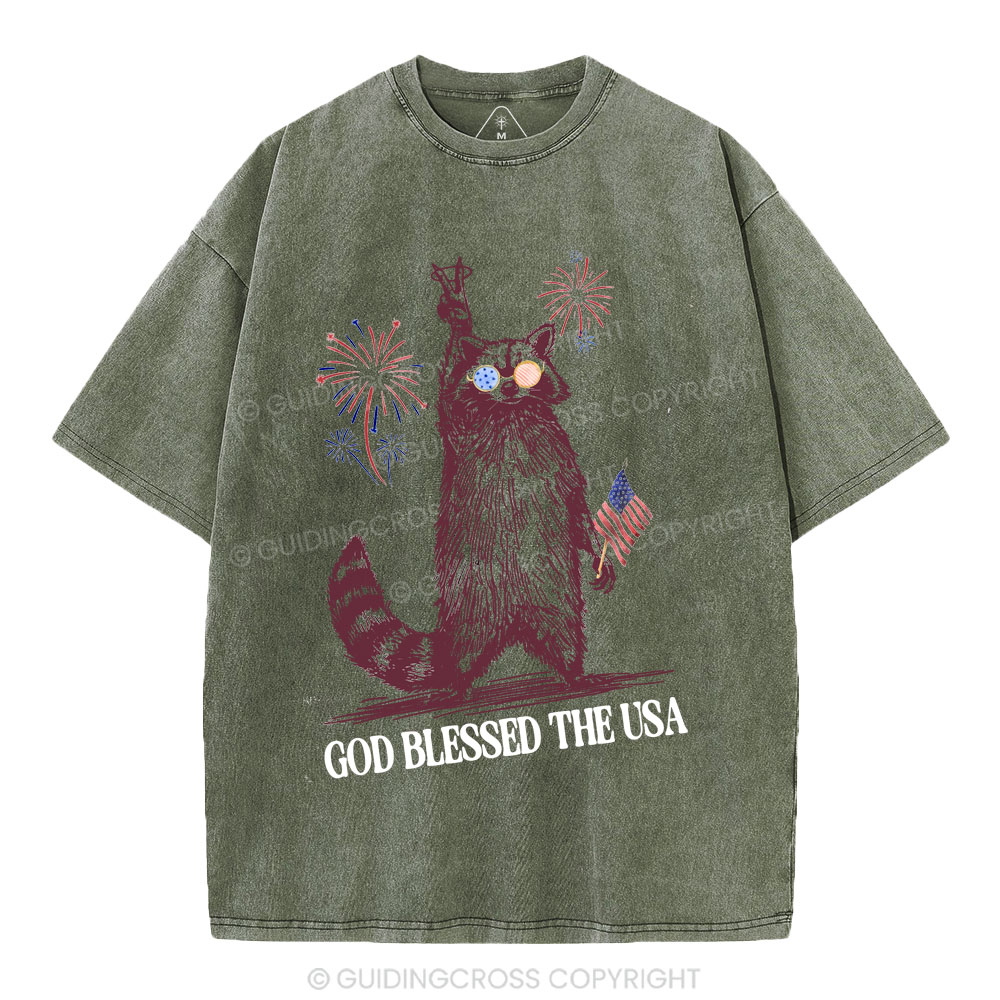 God Blessed The USA Christian Washed T-Shirt