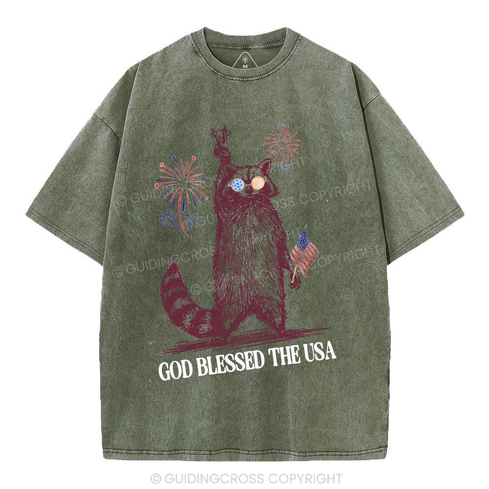 God Blessed The USA Christian Washed T-Shirt