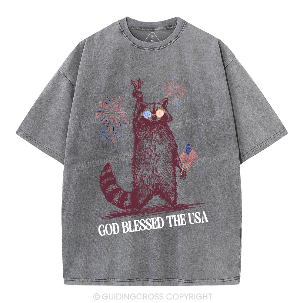 God Blessed The USA Christian Washed T-Shirt
